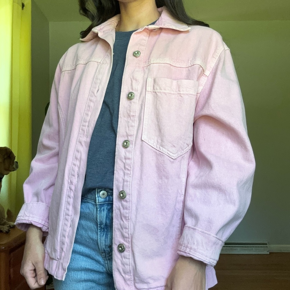 Pink Oversized Denim Jacket